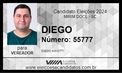 Candidato DIEGO 2024 - MIRIM DOCE - Eleições