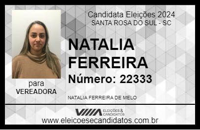 Candidato NATALIA FERREIRA 2024 - SANTA ROSA DO SUL - Eleições