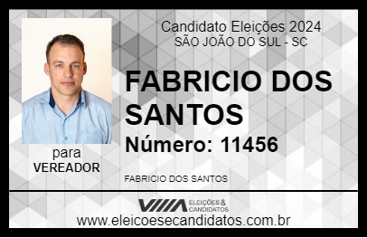 Candidato FABRICIO DOS SANTOS 2024 - SÃO JOÃO DO SUL - Eleições