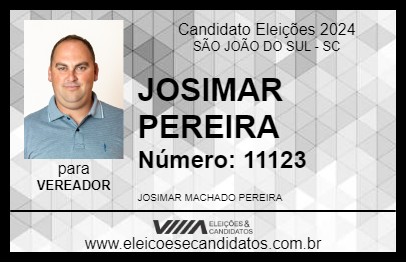 Candidato JOSIMAR PEREIRA 2024 - SÃO JOÃO DO SUL - Eleições