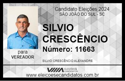 Candidato SILVIO CRESCÊNCIO 2024 - SÃO JOÃO DO SUL - Eleições