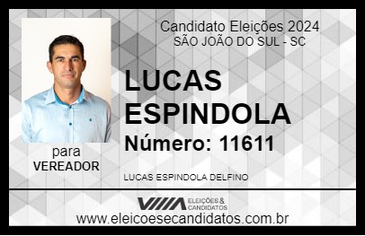 Candidato LUCAS ESPINDOLA 2024 - SÃO JOÃO DO SUL - Eleições