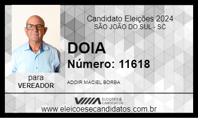 Candidato DOIA 2024 - SÃO JOÃO DO SUL - Eleições