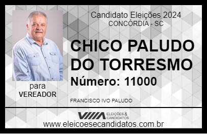 Candidato CHICO PALUDO DO TORRESMO 2024 - CONCÓRDIA - Eleições