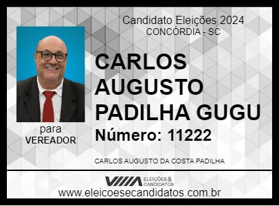 Candidato CARLOS AUGUSTO PADILHA GUGU 2024 - CONCÓRDIA - Eleições