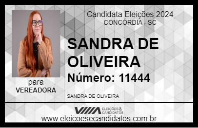 Candidato SANDRA DE OLIVEIRA 2024 - CONCÓRDIA - Eleições