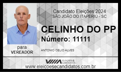 Candidato CELINHO DO PP 2024 - SÃO JOÃO DO ITAPERIÚ - Eleições