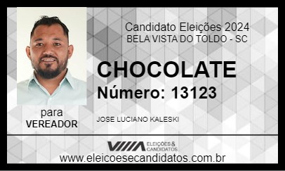 Candidato CHOCOLATE 2024 - BELA VISTA DO TOLDO - Eleições