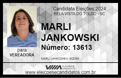 Candidato MARLI JANKOWSKI 2024 - BELA VISTA DO TOLDO - Eleições