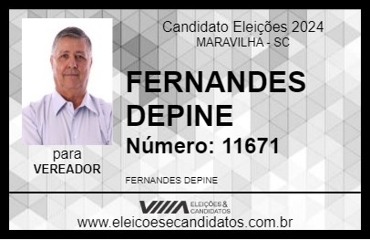 Candidato FERNANDES DEPINE 2024 - MARAVILHA - Eleições