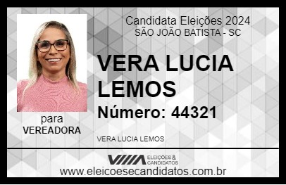 Candidato VERA LUCIA LEMOS 2024 - SÃO JOÃO BATISTA - Eleições