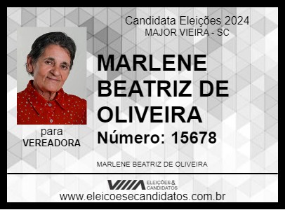 Candidato MARLENE BEATRIZ DE OLIVEIRA 2024 - MAJOR VIEIRA - Eleições