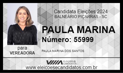 Candidato PAULA MARINA 2024 - BALNEÁRIO PIÇARRAS - Eleições