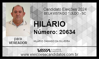 Candidato HILÁRIO 2024 - BELA VISTA DO TOLDO - Eleições