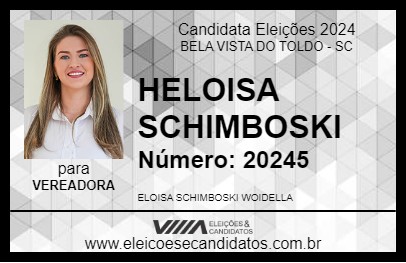 Candidato HELOISA SCHIMBOSKI  2024 - BELA VISTA DO TOLDO - Eleições