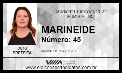 Candidato MARINEIDE 2024 - IPUMIRIM - Eleições