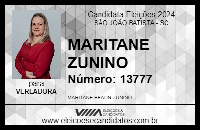 Candidato MARITANE ZUNINO 2024 - SÃO JOÃO BATISTA - Eleições