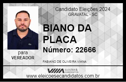 Candidato BIANO DA PLACA 2024 - GRAVATAL - Eleições