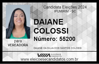 Candidato DAIANE COLOSSI 2024 - IPUMIRIM - Eleições