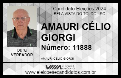 Candidato AMAURI CÉLIO GIORGI 2024 - BELA VISTA DO TOLDO - Eleições