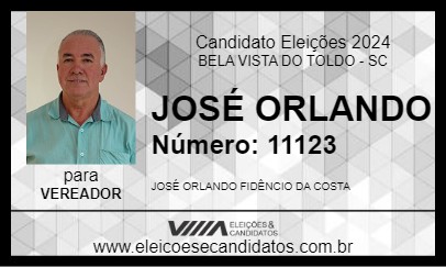 Candidato JOSÉ ORLANDO 2024 - BELA VISTA DO TOLDO - Eleições