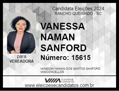 Candidato VANESSA NAMAN SANFORD 2024 - RANCHO QUEIMADO - Eleições