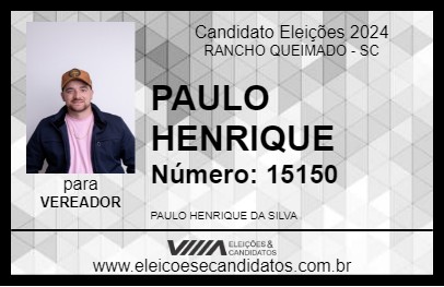 Candidato PAULO HENRIQUE 2024 - RANCHO QUEIMADO - Eleições