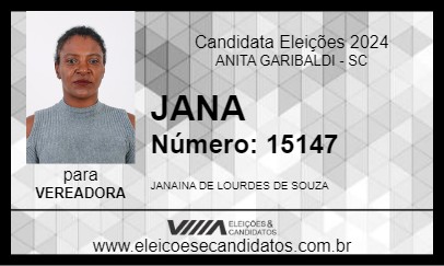 Candidato JANA  2024 - ANITA GARIBALDI - Eleições