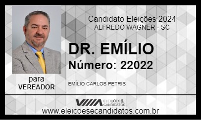 Candidato DR. EMÍLIO 2024 - ALFREDO WAGNER - Eleições