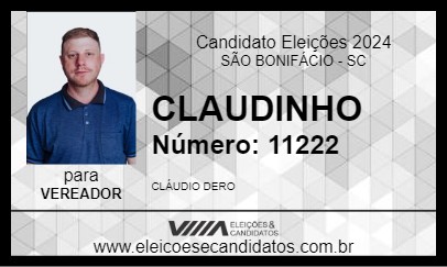 Candidato CLAUDINHO 2024 - SÃO BONIFÁCIO - Eleições