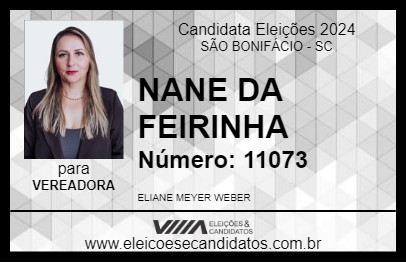 Candidato NANE DA FEIRINHA 2024 - SÃO BONIFÁCIO - Eleições