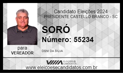 Candidato SORÓ 2024 - PRESIDENTE CASTELLO BRANCO - Eleições