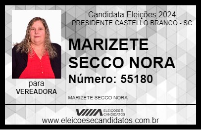 Candidato MARIZETE SECCO NORA 2024 - PRESIDENTE CASTELLO BRANCO - Eleições