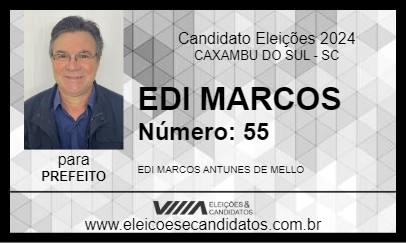 Candidato EDI MARCOS 2024 - CAXAMBU DO SUL - Eleições