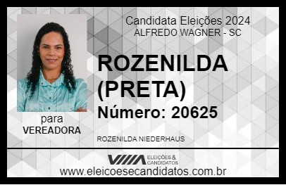 Candidato ROZENILDA (PRETA) 2024 - ALFREDO WAGNER - Eleições