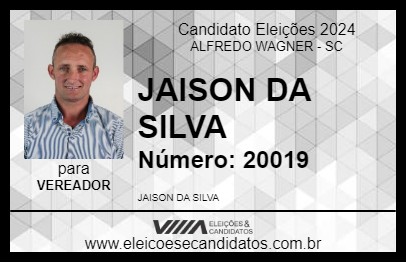 Candidato JAISON DA SILVA 2024 - ALFREDO WAGNER - Eleições