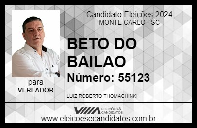 Candidato BETO DO BAILAO 2024 - MONTE CARLO - Eleições