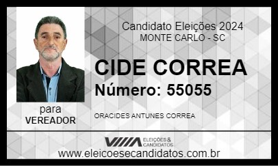 Candidato CIDE CORREA 2024 - MONTE CARLO - Eleições