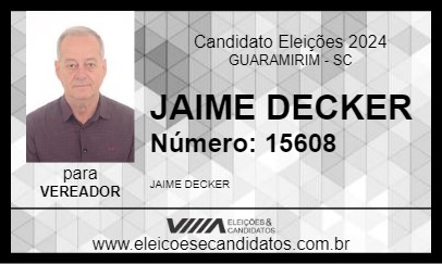 Candidato JAIME DECKER 2024 - GUARAMIRIM - Eleições