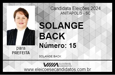 Candidato SOLANGE BACK 2024 - ANITÁPOLIS - Eleições