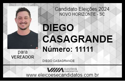 Candidato DIEGO CASAGRANDE 2024 - NOVO HORIZONTE - Eleições