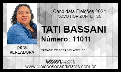 Candidato TATI BASSANI 2024 - NOVO HORIZONTE - Eleições