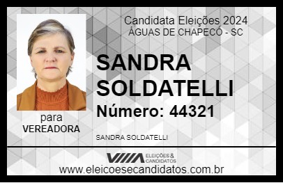 Candidato SANDRA SOLDATELLI  2024 - ÁGUAS DE CHAPECÓ - Eleições