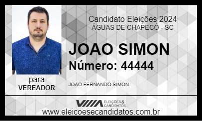 Candidato JOAO SIMON 2024 - ÁGUAS DE CHAPECÓ - Eleições