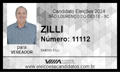 Candidato ZILLI 2024 - SÃO LOURENÇO DO OESTE - Eleições