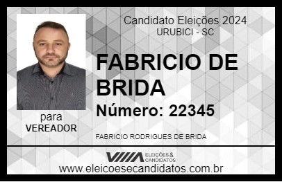 Candidato FABRICIO DE BRIDA 2024 - URUBICI - Eleições