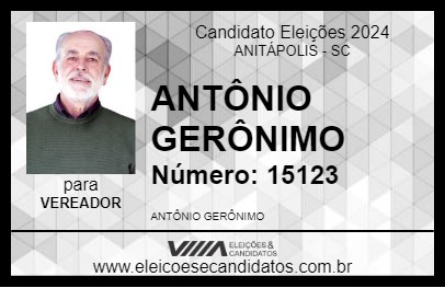 Candidato ANTÔNIO GERÔNIMO 2024 - ANITÁPOLIS - Eleições