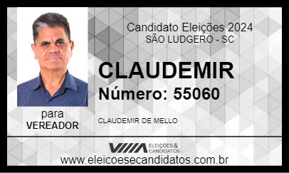 Candidato CLAUDEMIR 2024 - SÃO LUDGERO - Eleições