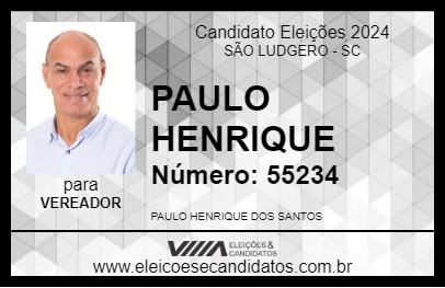 Candidato PAULO HENRIQUE 2024 - SÃO LUDGERO - Eleições