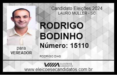 Candidato RODRIGO BODINHO 2024 - LAURO MÜLLER - Eleições